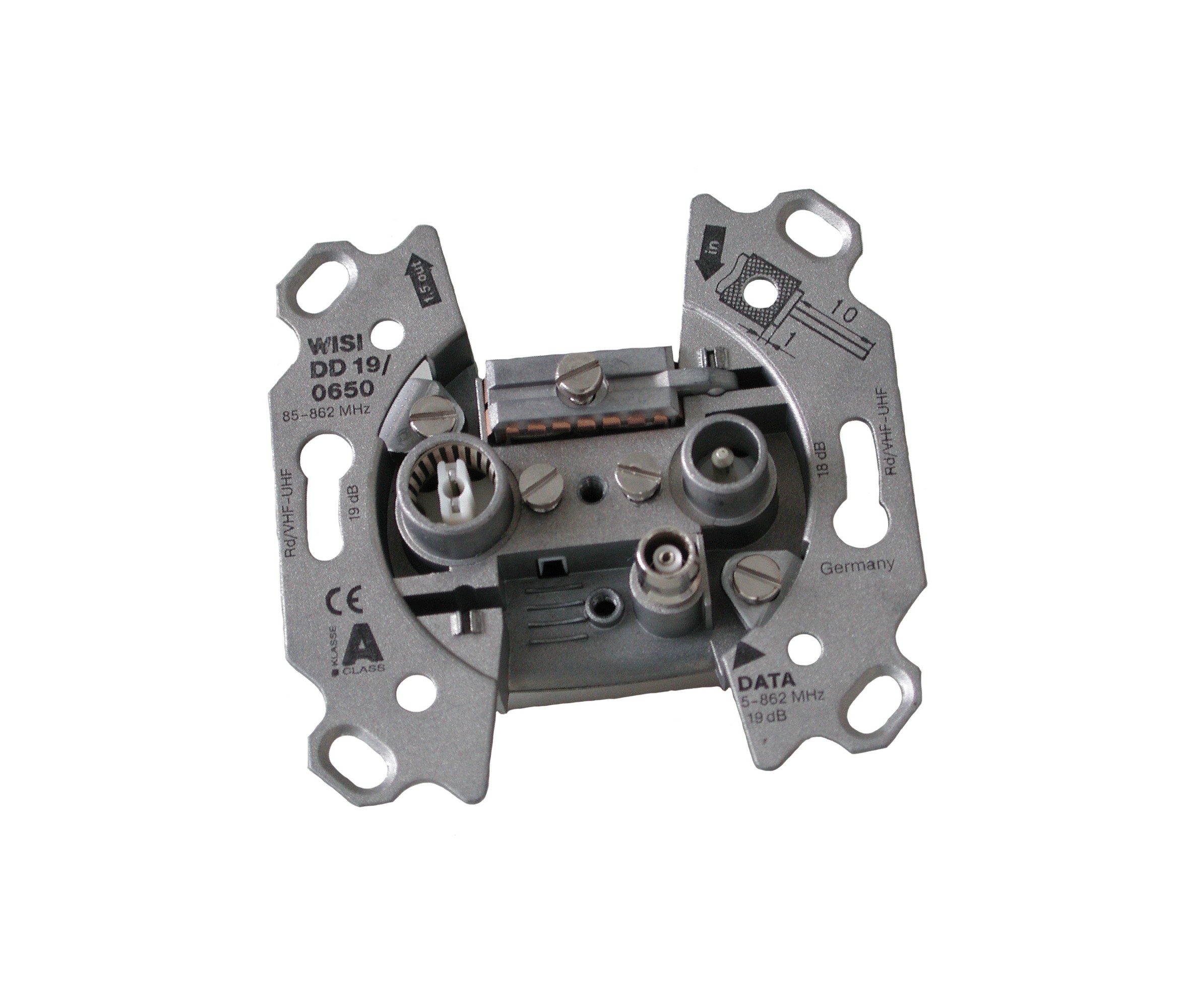 Radio-TV-Daten-Steckdose 19 dB 5-65 MHz Einbaudose (Gr.I)