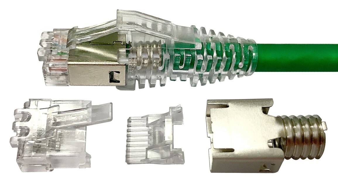 Modular Plug Kit, (Stecker) category 6A, shielded, 8-position, 5.1 – 6.0 mm max cable jack OD, 100/bag