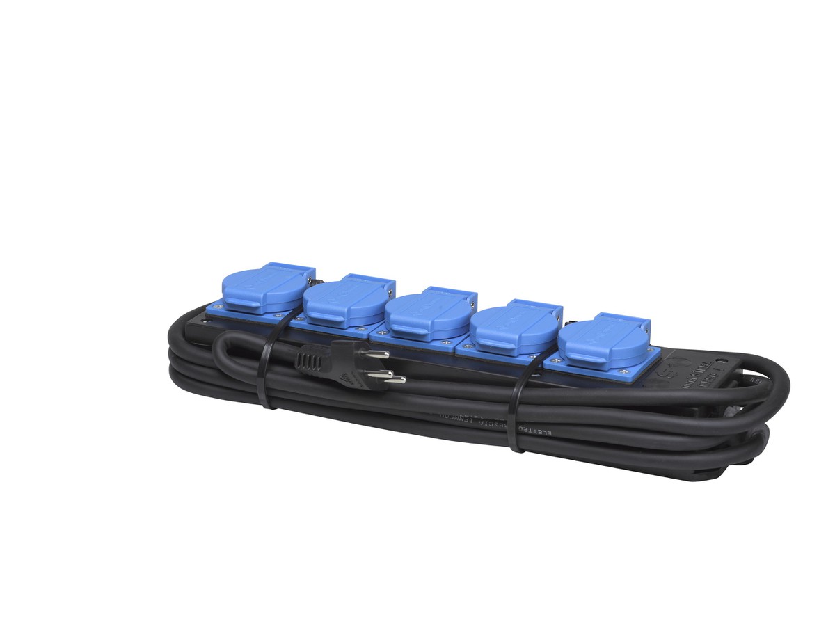 Gummi-Steckbatterie 4xTyp 13 3m Pur-Kabel 3x1.5, Stecker T12 und mit Klappdeckel