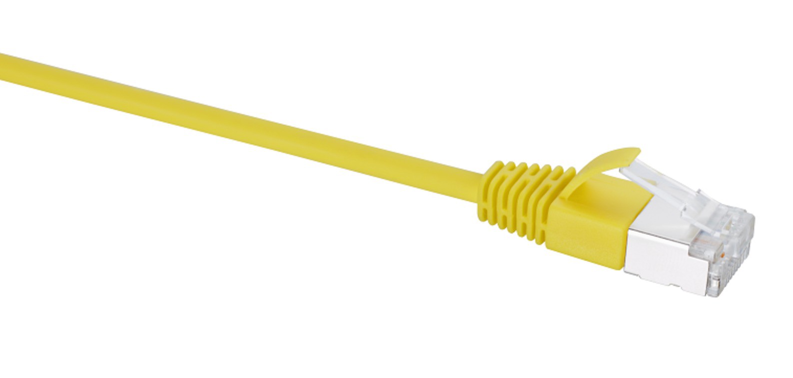 VL RJ45 Slim Cat.6a ge/ge 5m Câble patch slim STP diamètre 4mm Catégorie 6A Câble : jaune Protection anti-plis : jaune