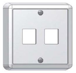 AP Anschlussdose, EDIZIOdue-kompatibel, für 2x KS/GG45, mit Abdeckrahmen 80x80mm, Höhe 54mm Gerader Auslass, Weiss Geeignet für Module: PS-GG45, KS-T Plus, KS-TC Plus, MS-C6A, KS-TS, KS-T, KU Plus, KU-T