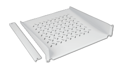 19“ Festtablar 2HE 4P 500mm 40kg mit LS RAL7035