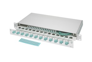 LWL 19" KEV 1HE ausz. 8xLC/Dupl. OM3 komp.